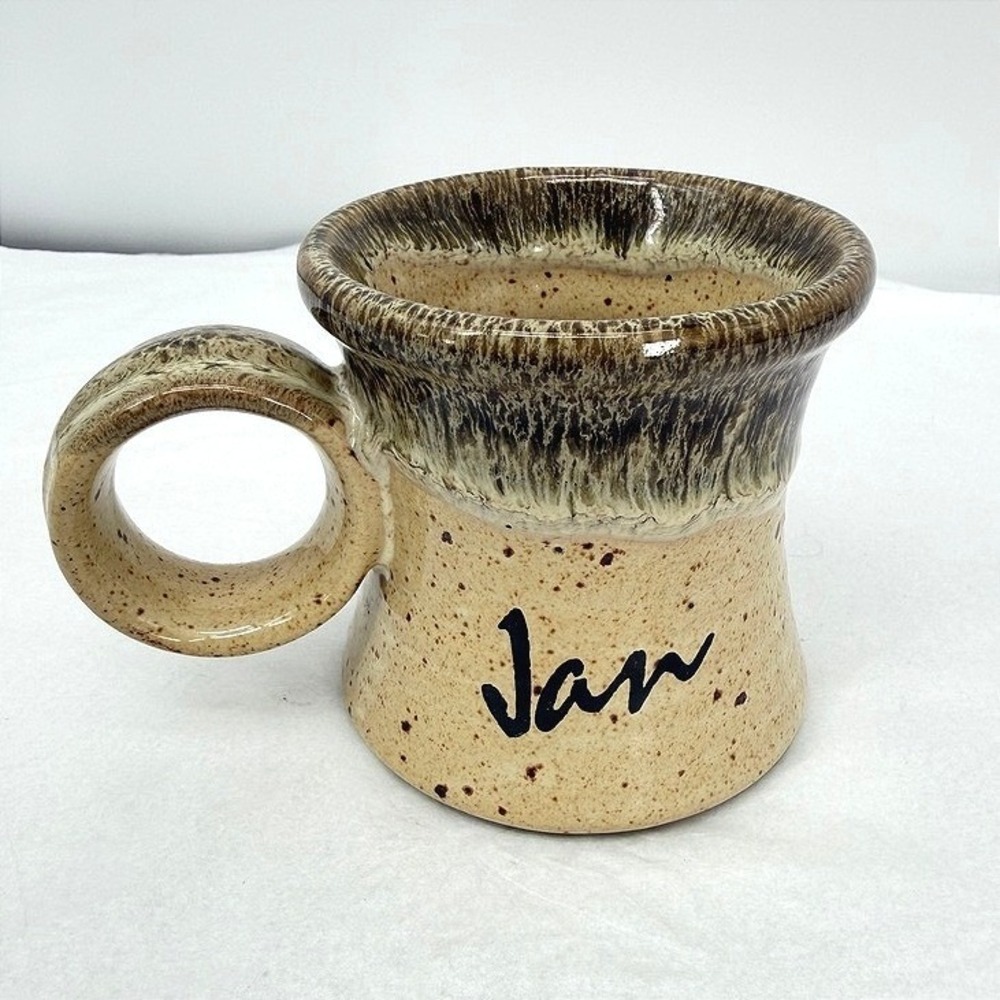 Clay In Mind Mug Personalized 'JAN' Speckled Stoneware Vintage Coffee Cup Gift